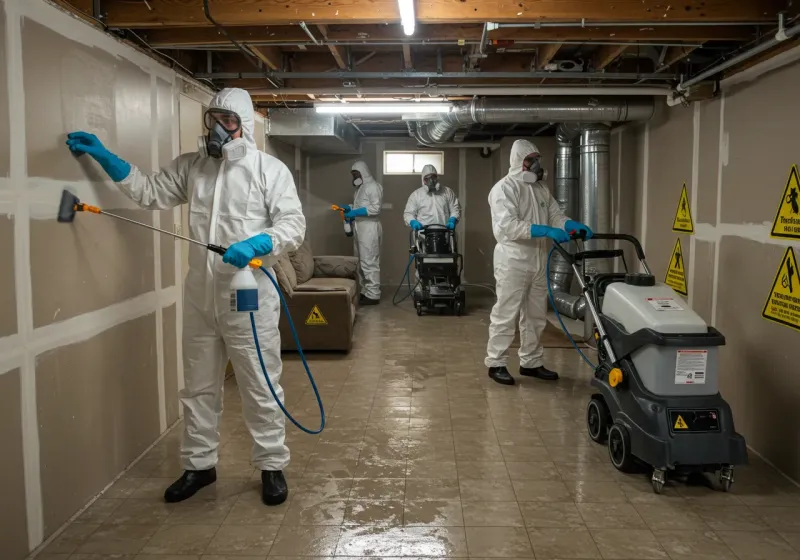 Basement Moisture Removal and Structural Drying process in Southside, AL